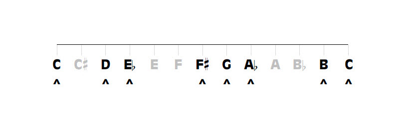 Hungarian Roma musical scale, known as the Hungarian Gypsy or Hungarian minor scale.